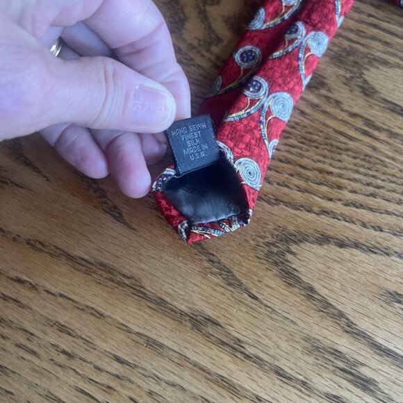 Robert Talbott Best Of Class 100% Silk Neck Tie Red Gold Swirl Design Elegant - Picture 8 of 8